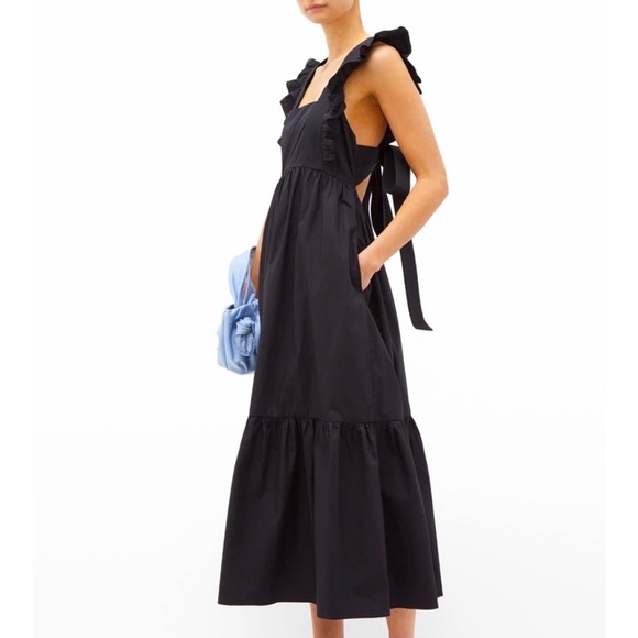 Self-Portrait Dresses & Skirts - Self Portrait Black Poplin Ruffle Midi Dress